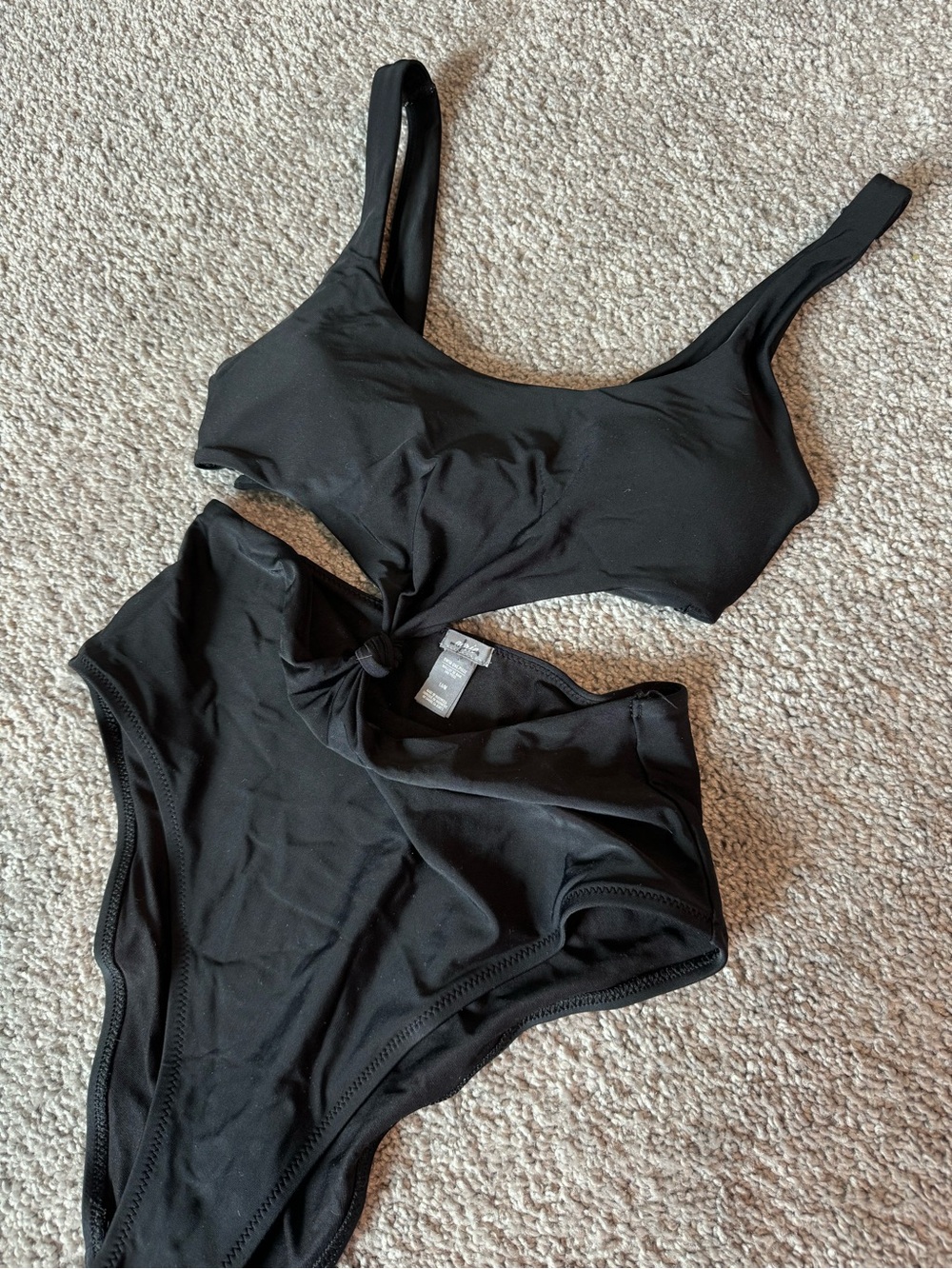 aerie Black One-Piece Swimsuit with Front Knot